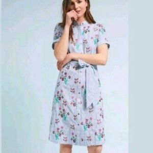 Maeve Anthropologie Shirtdress w Floral Embroidery